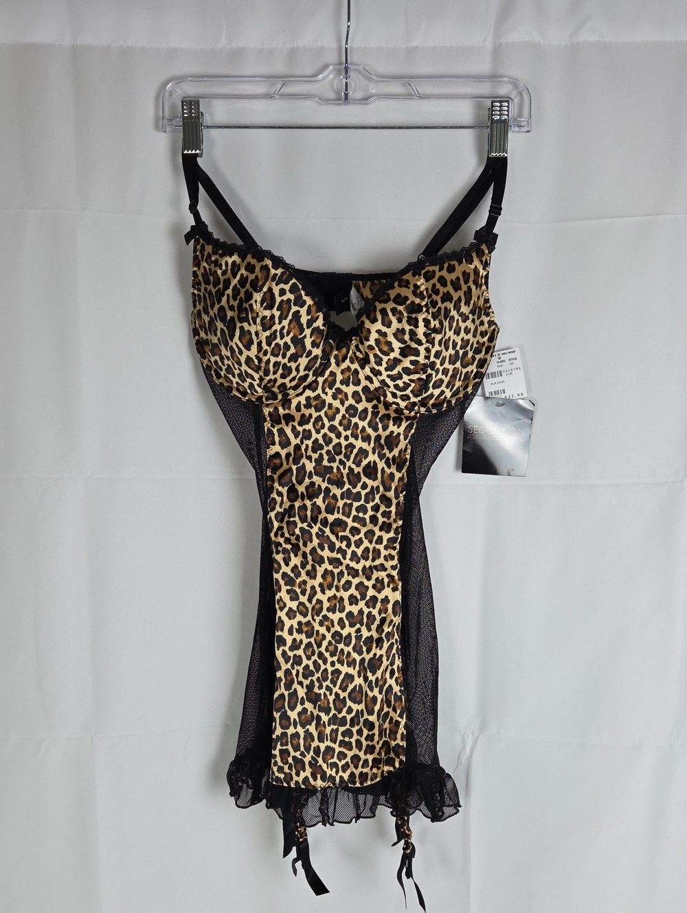Frederick's of Hollywood Leopard & Black Mesh Babydoll Chemise